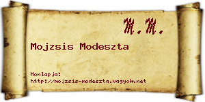 Mojzsis Modeszta névjegykártya